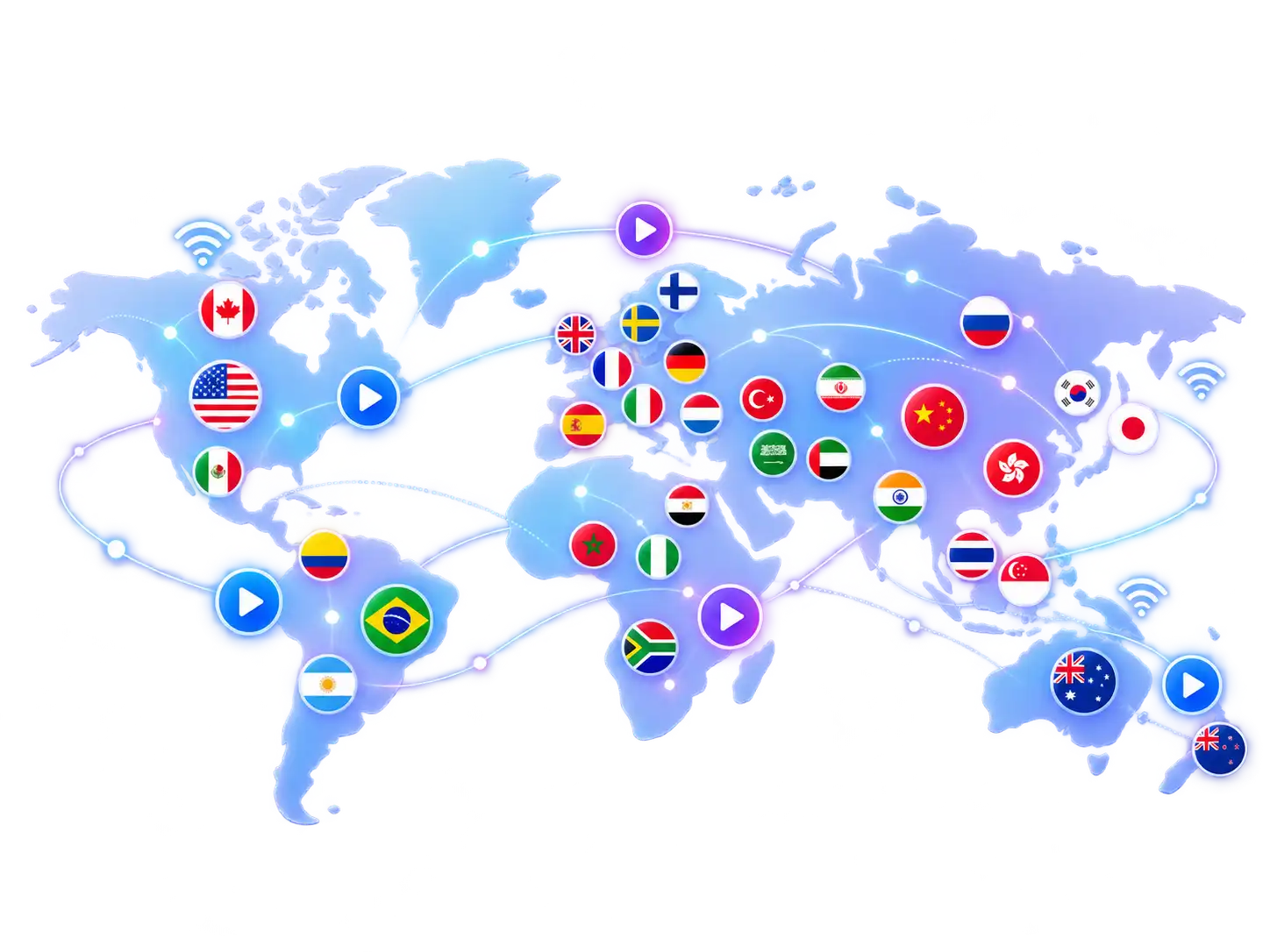 IPTV channels worldwide network coverage map for IPTVON streaming
